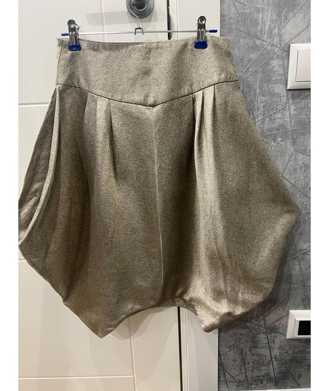 GIORGIO ARMANI Серебряная шелковая юбка мини, фото 6