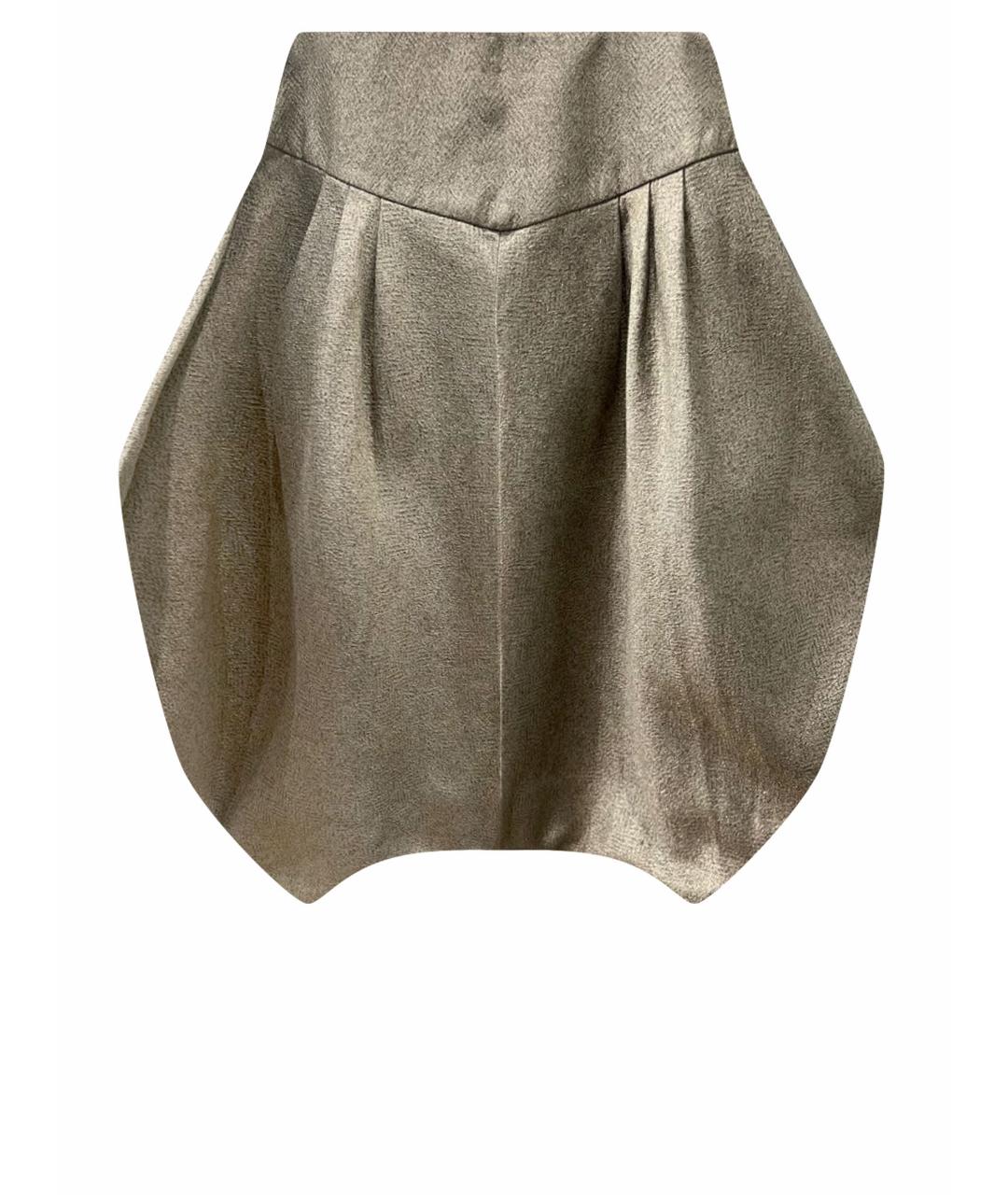 GIORGIO ARMANI Серебряная шелковая юбка мини, фото 1