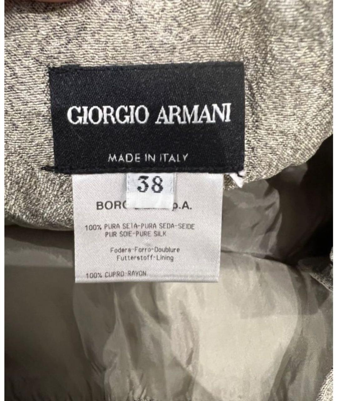 GIORGIO ARMANI Серебряная шелковая юбка мини, фото 3