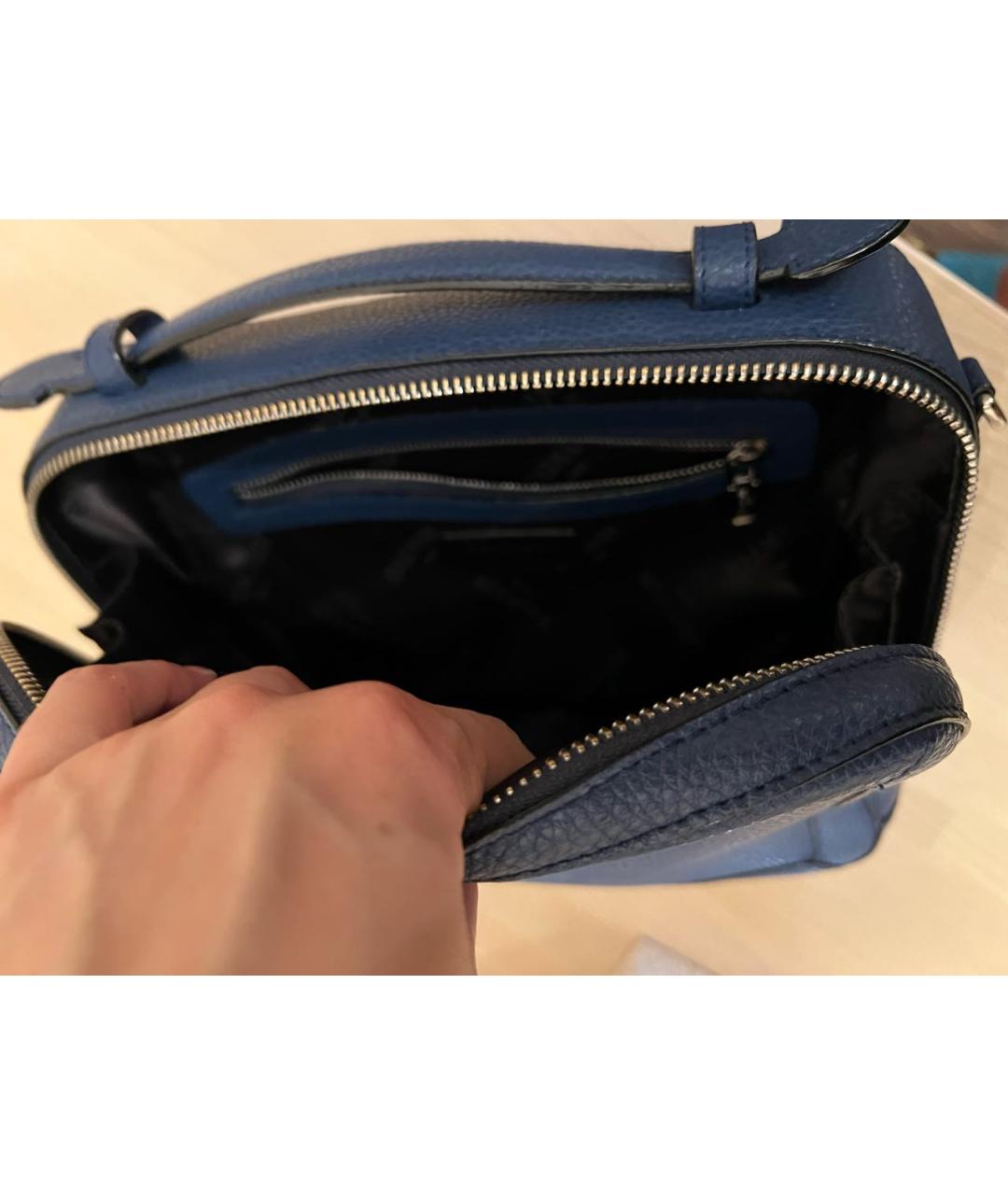 BALMAIN Темно-синяя кожаная сумка с короткими ручками, фото 3