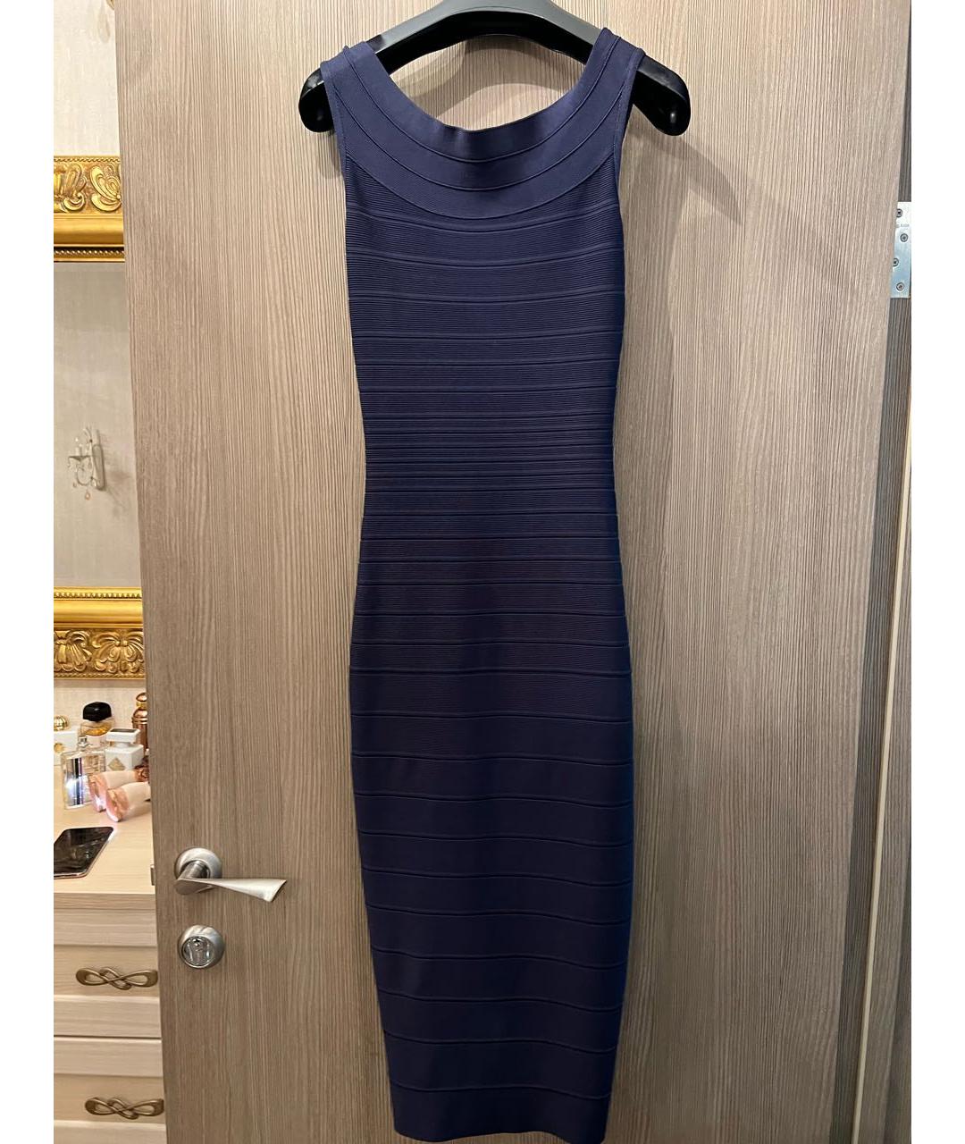 HERVE LEGER Темно-синее коктейльное платье, фото 4