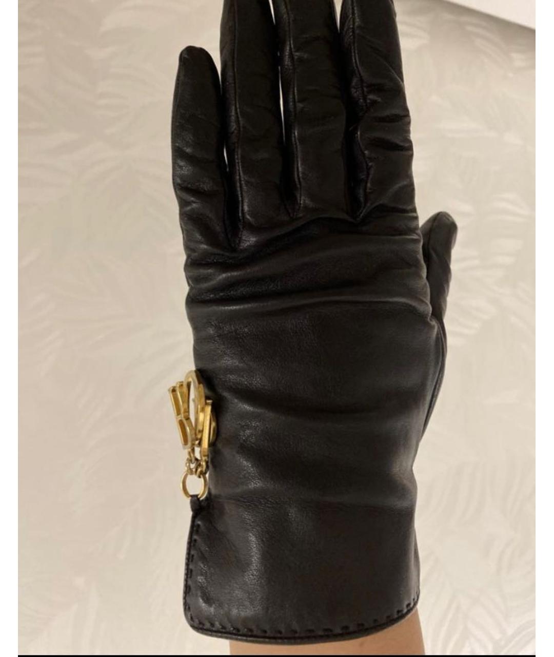 CHRISTIAN DIOR Черные кожаные перчатки, фото 5