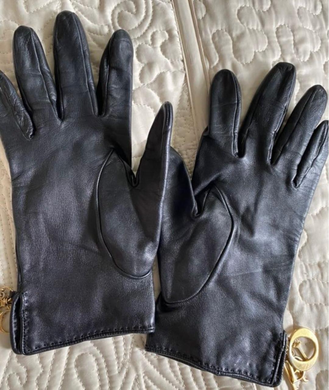CHRISTIAN DIOR Черные кожаные перчатки, фото 7
