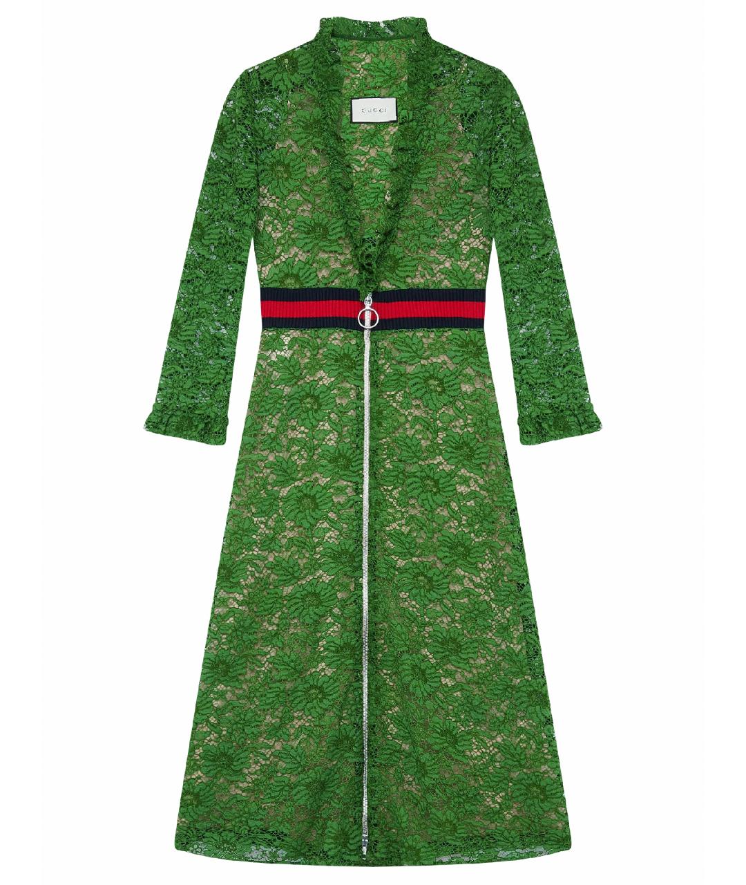 GUCCI Зеленые кружевное платье, фото 1