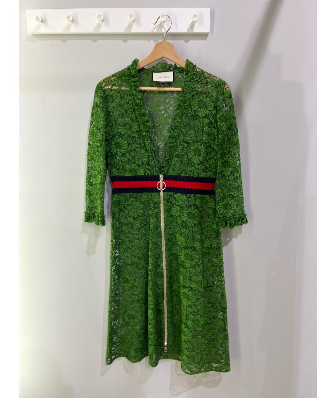 GUCCI Зеленые кружевное платье, фото 7