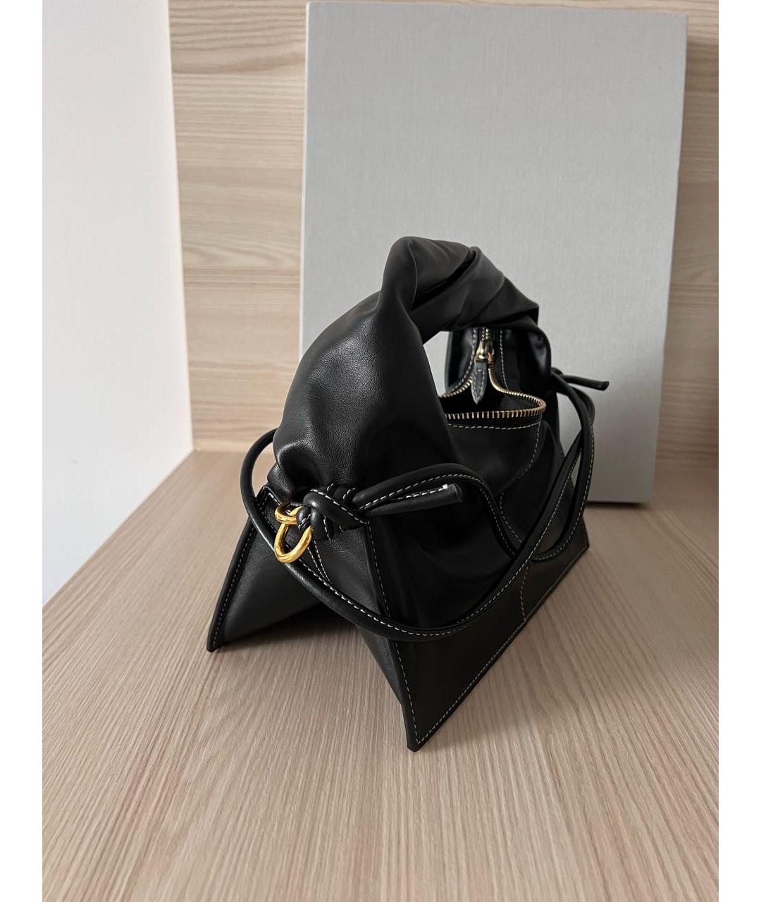 YUZEFI Черная кожаная сумка с короткими ручками, фото 2