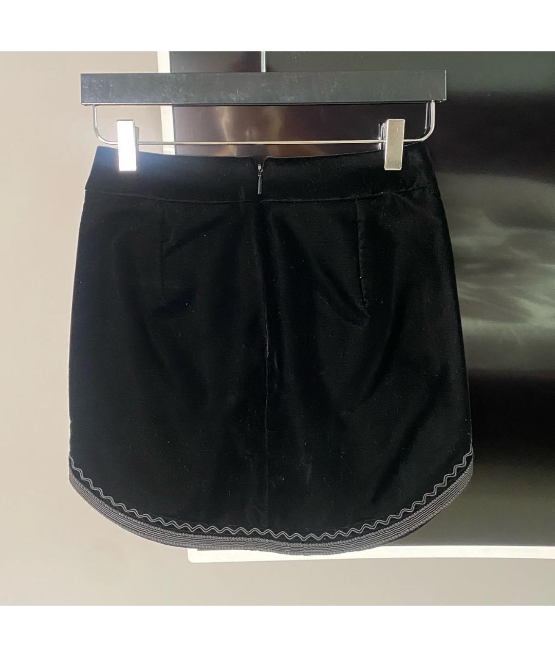 SAINT LAURENT Черная велюровая юбка мини, фото 2