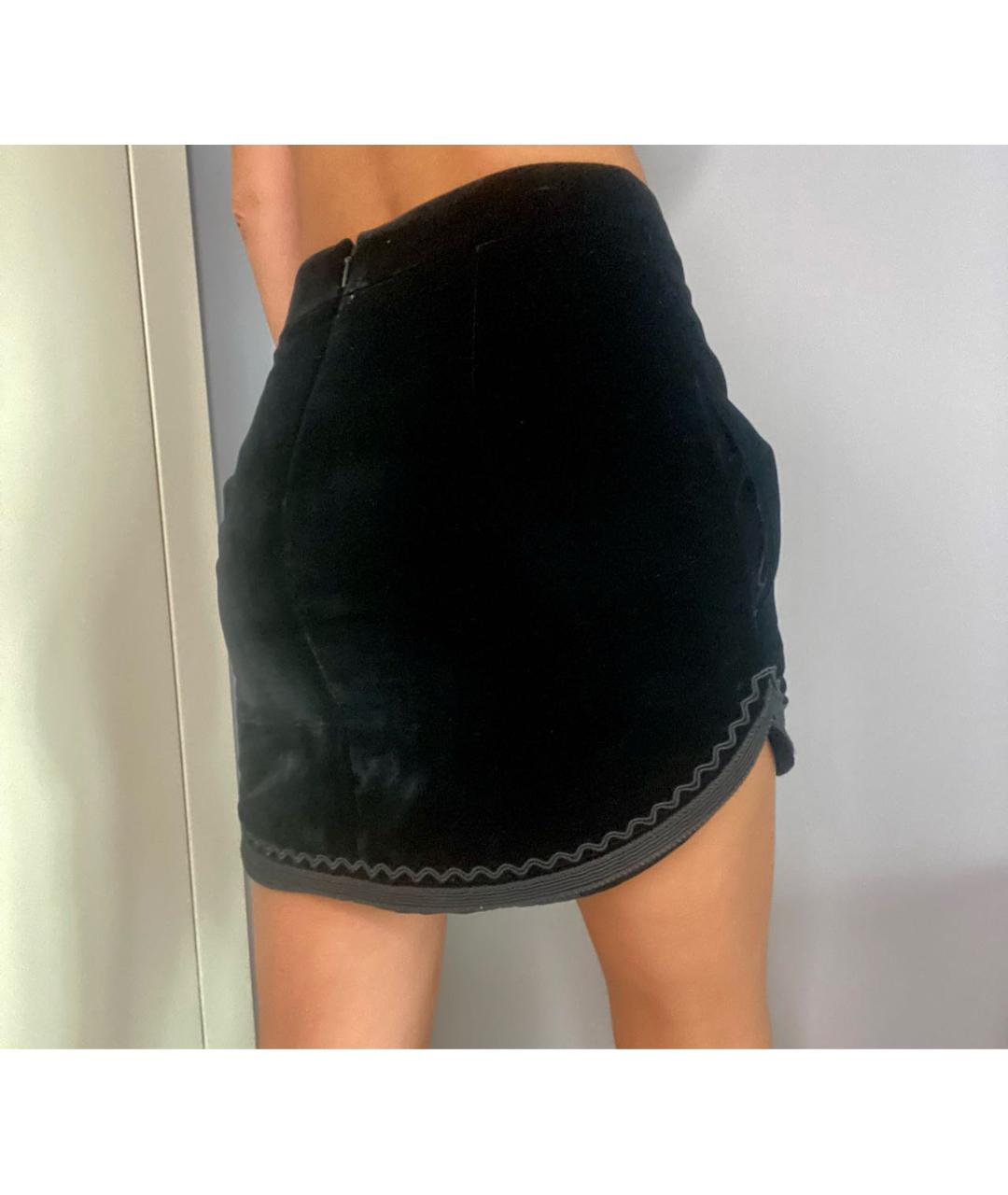 SAINT LAURENT Черная велюровая юбка мини, фото 6