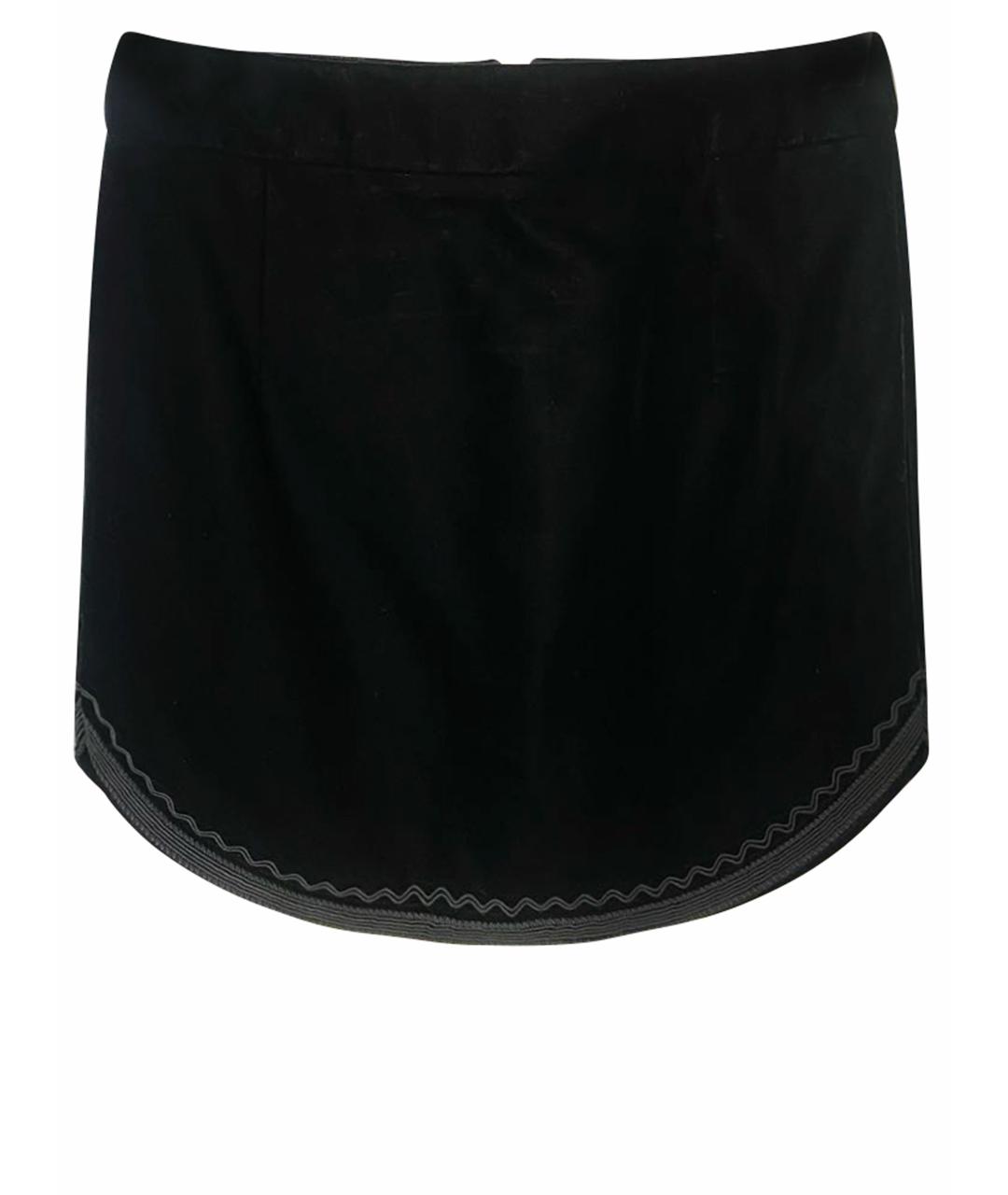 SAINT LAURENT Черная велюровая юбка мини, фото 1