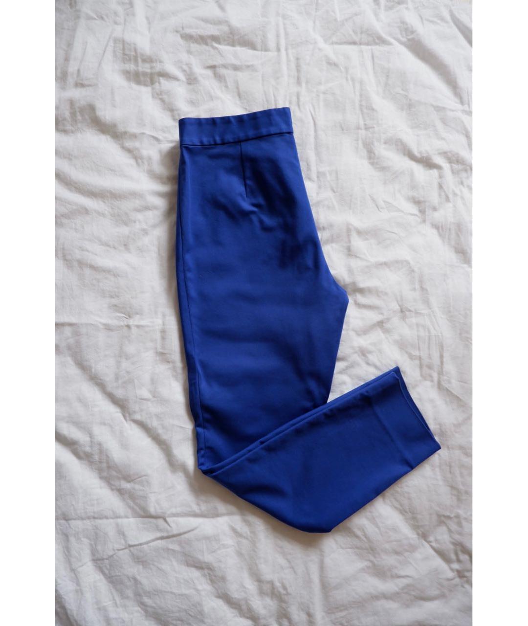 DIANE VON FURSTENBERG Синие хлопко-эластановые прямые брюки, фото 2