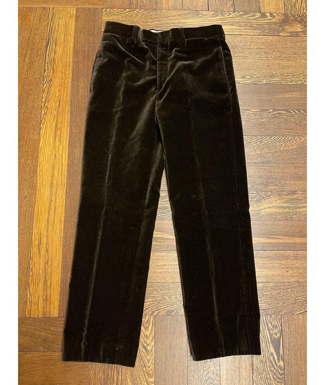 HERMES PRE-OWNED Коричневые бархатные классические брюки, фото 7
