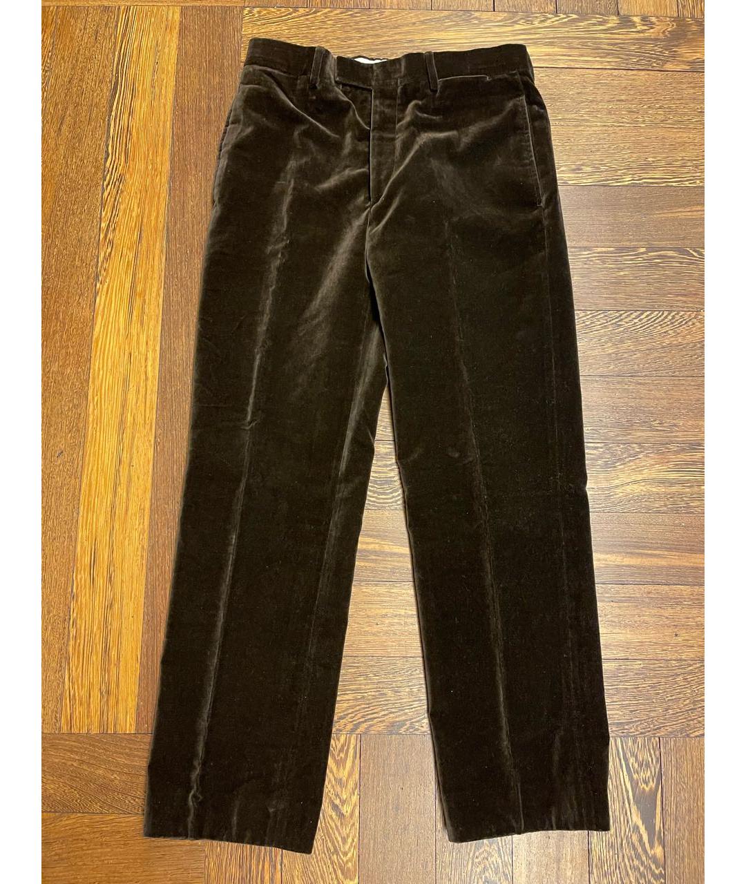HERMES PRE-OWNED Коричневые бархатные классические брюки, фото 6