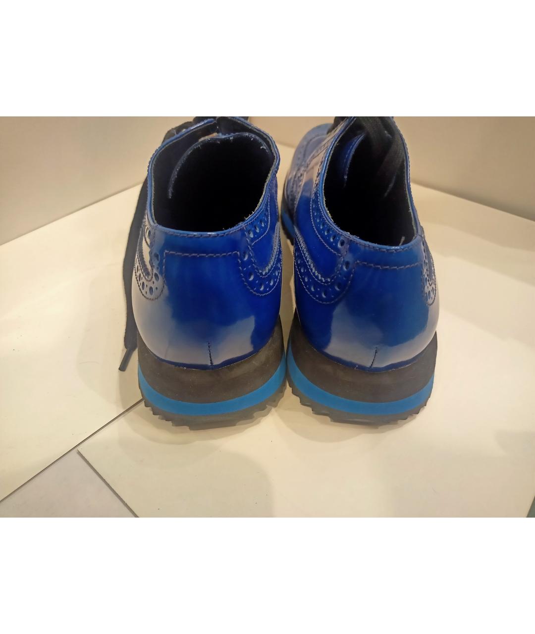 PRADA Синие кожаные низкие ботинки, фото 4