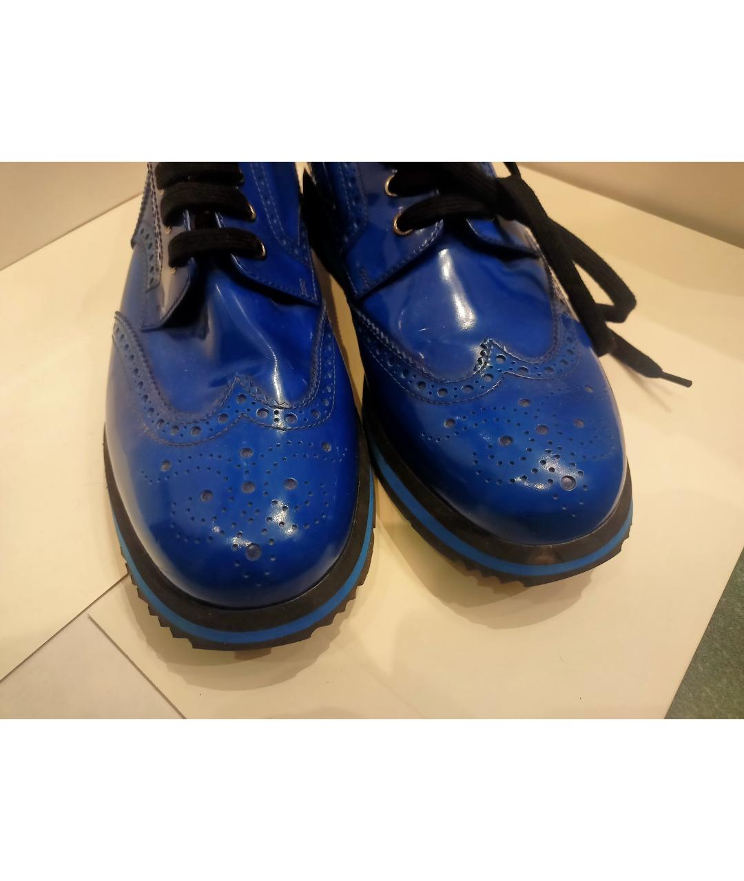 PRADA Синие кожаные низкие ботинки, фото 2