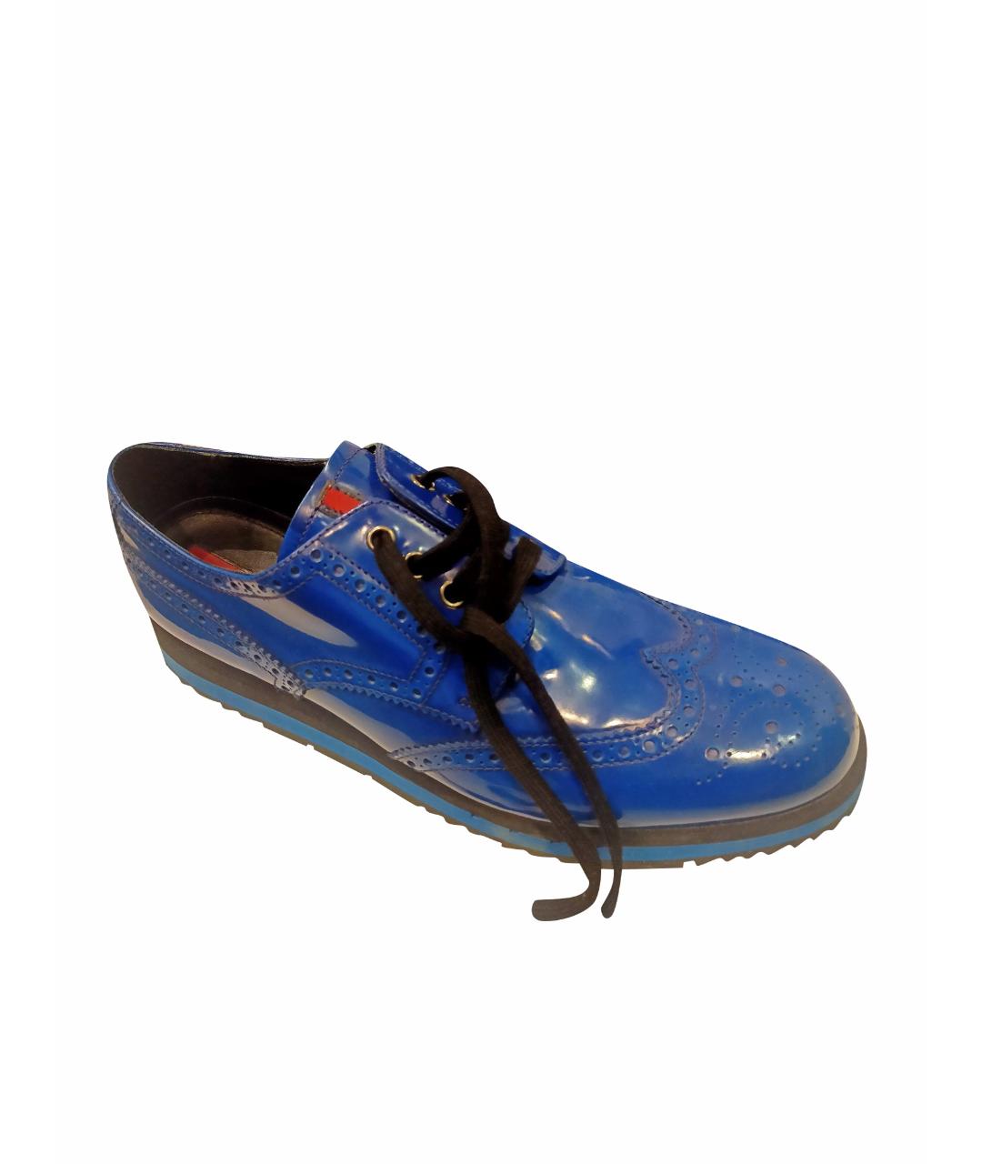 PRADA Синие кожаные низкие ботинки, фото 1