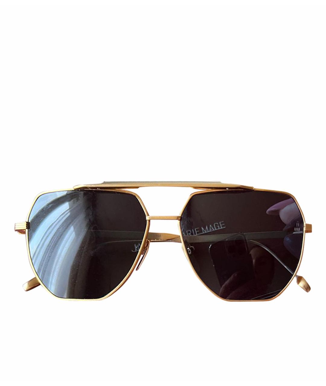 JACQUES MARIE MAGE Золотые металлические солнцезащитные очки, фото 1