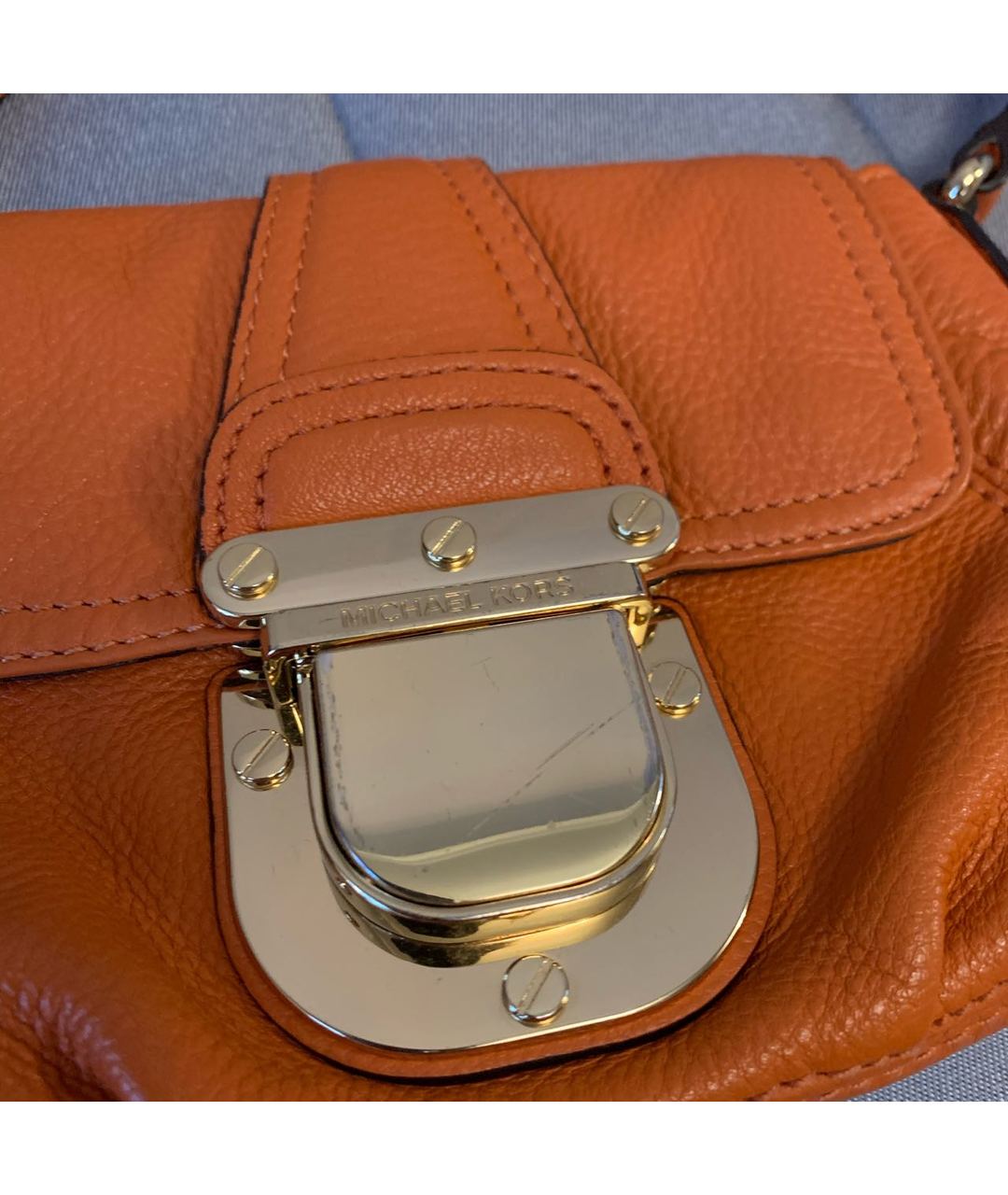 MICHAEL KORS Оранжевая кожаная сумка тоут, фото 4