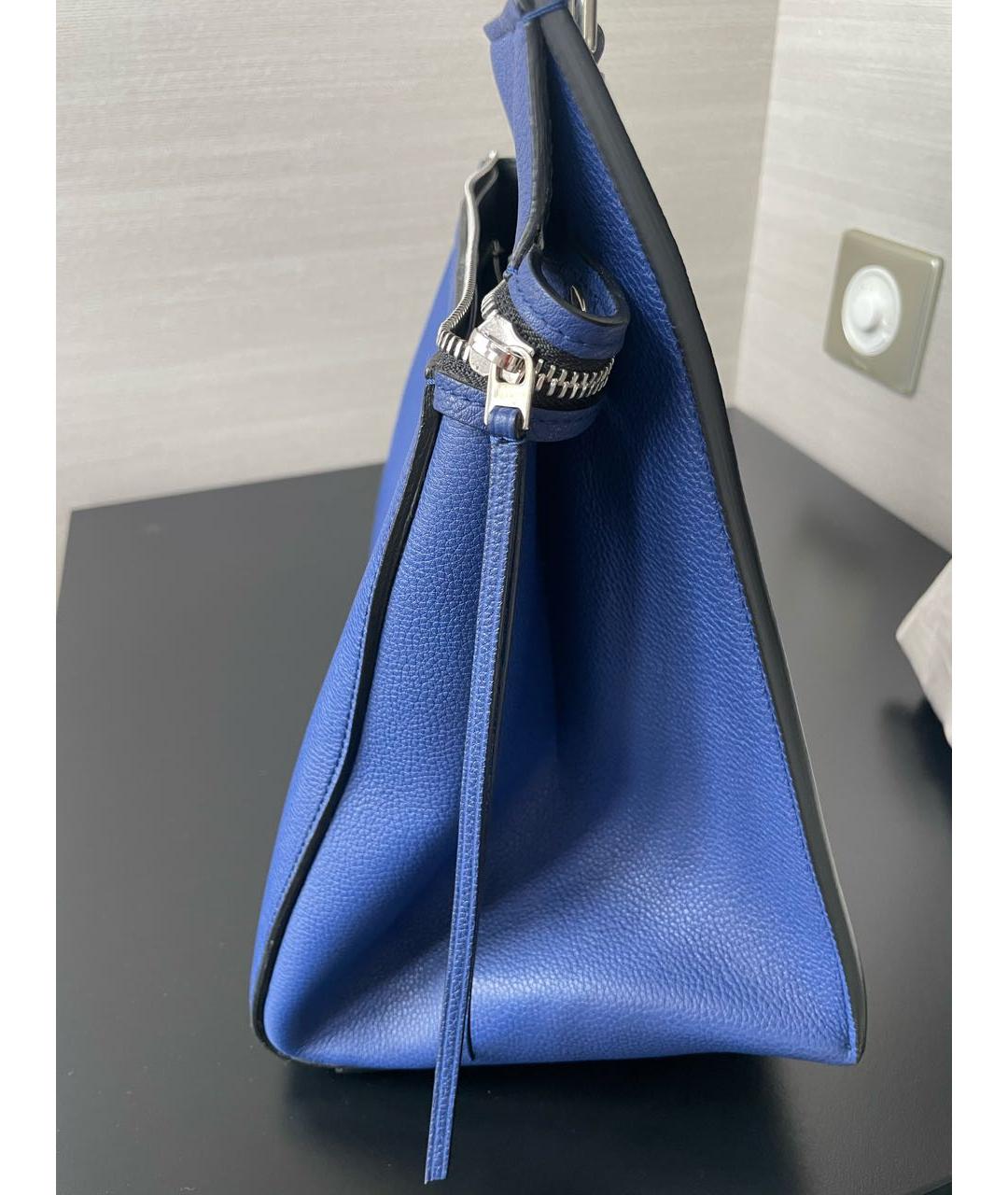 CELINE Синяя кожаная сумка с короткими ручками, фото 2