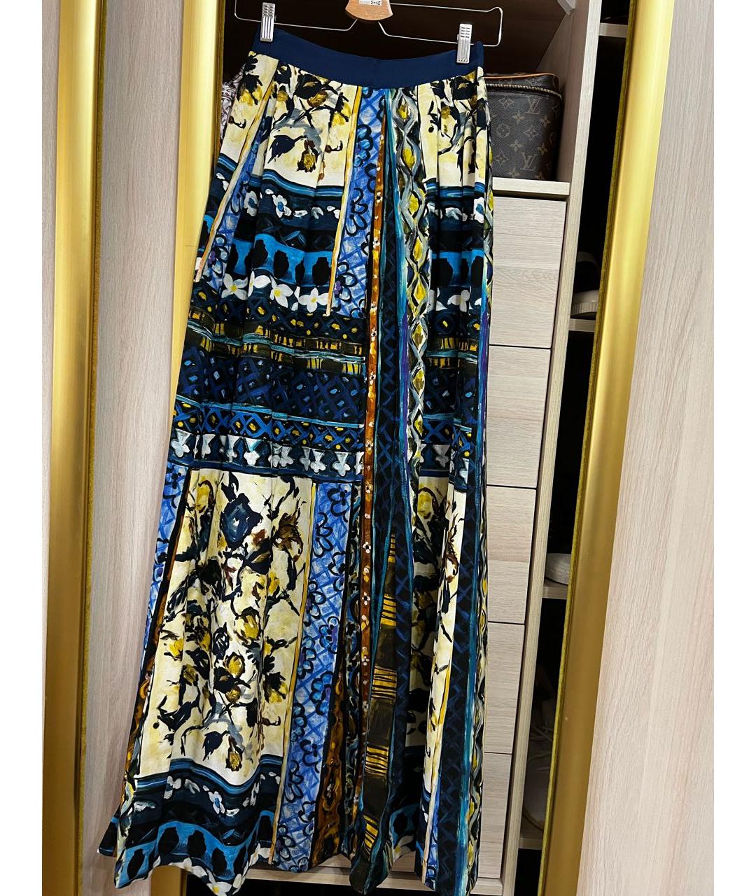 ALBERTA FERRETTI Синяя хлопковая юбка макси, фото 2