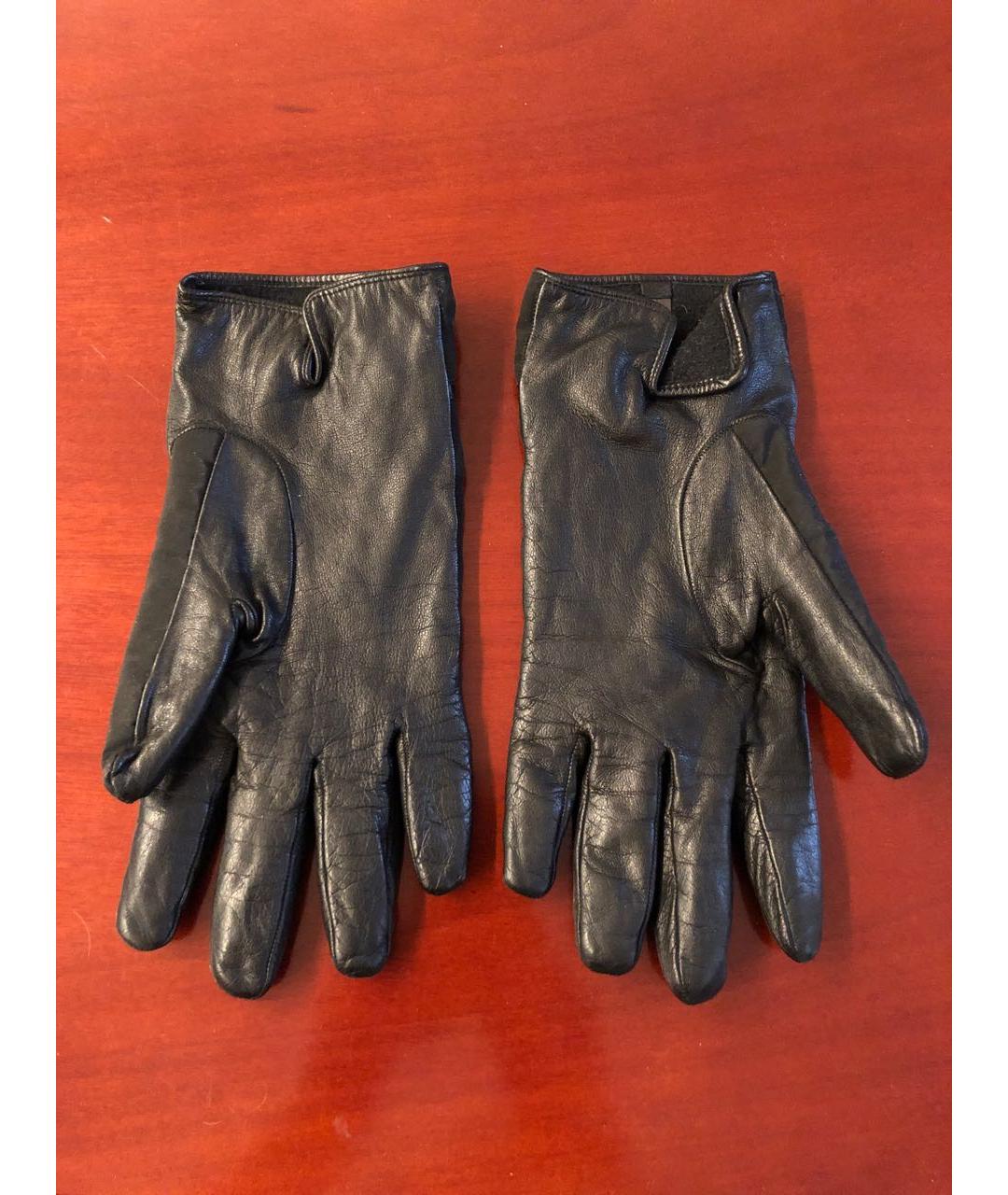 FENDI Черные кожаные перчатки, фото 2