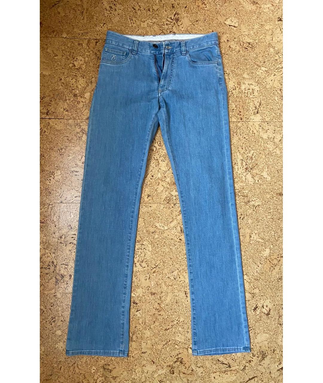 CANALI Голубые хлопковые прямые джинсы, фото 6