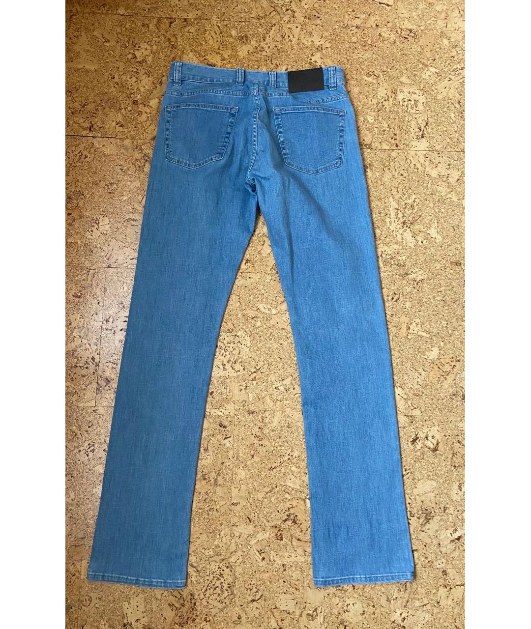 CANALI Голубые хлопковые прямые джинсы, фото 2