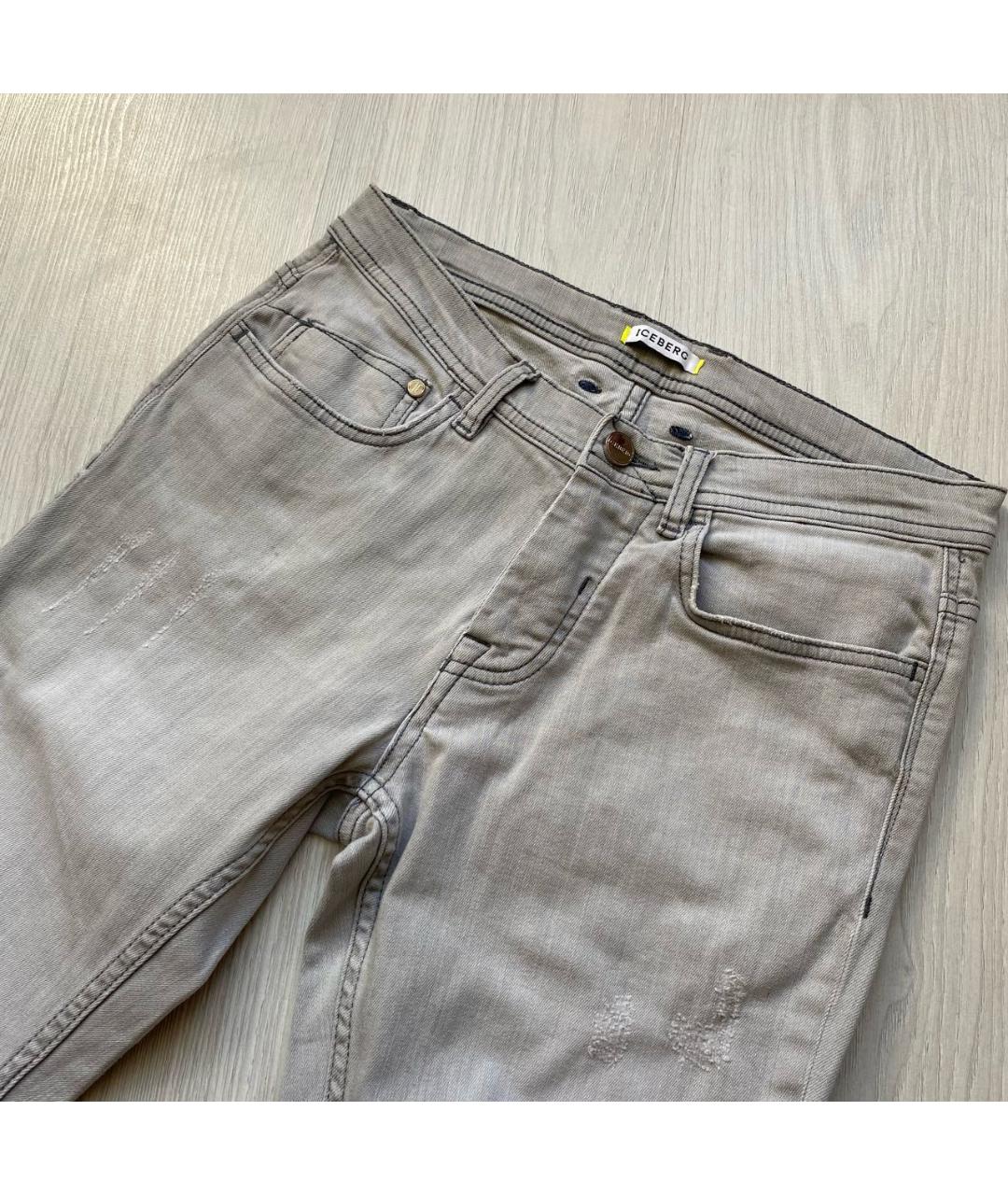 ICEBERG Серые хлопко-эластановые джинсы скинни, фото 4