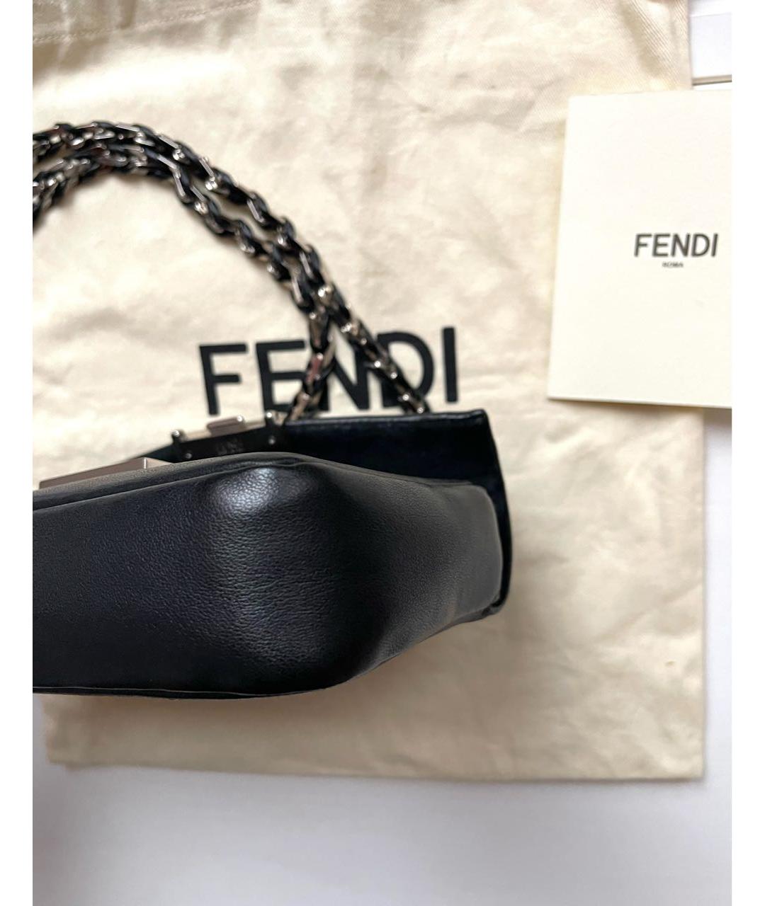 FENDI Черная кожаная сумка через плечо, фото 6