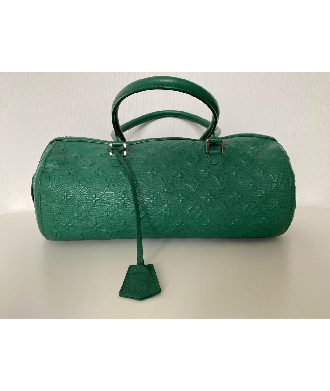 LOUIS VUITTON PRE-OWNED Зеленая кожаная сумка с короткими ручками, фото 9