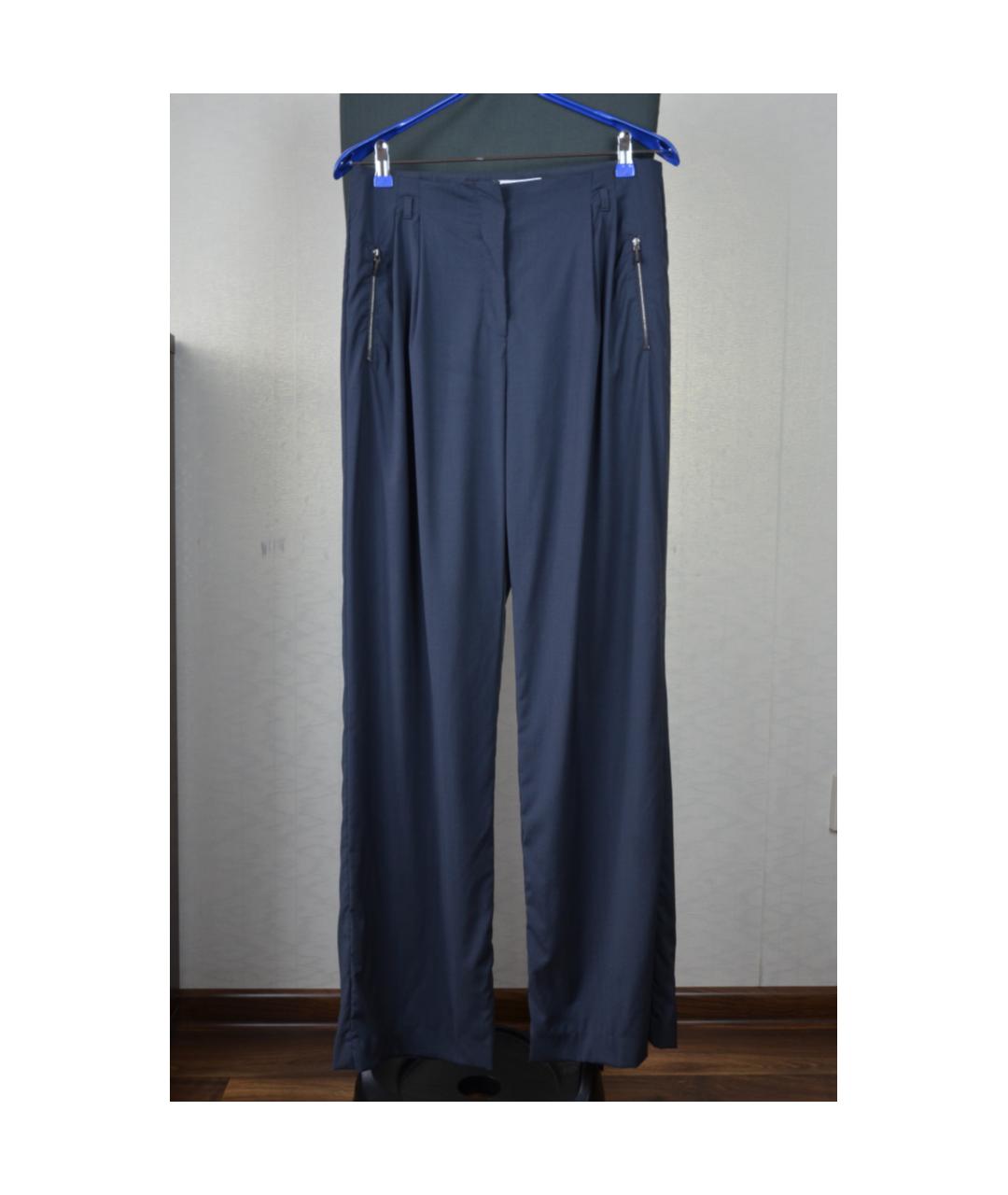 FABIANA FILIPPI Темно-синие шерстяные брюки широкие, фото 10