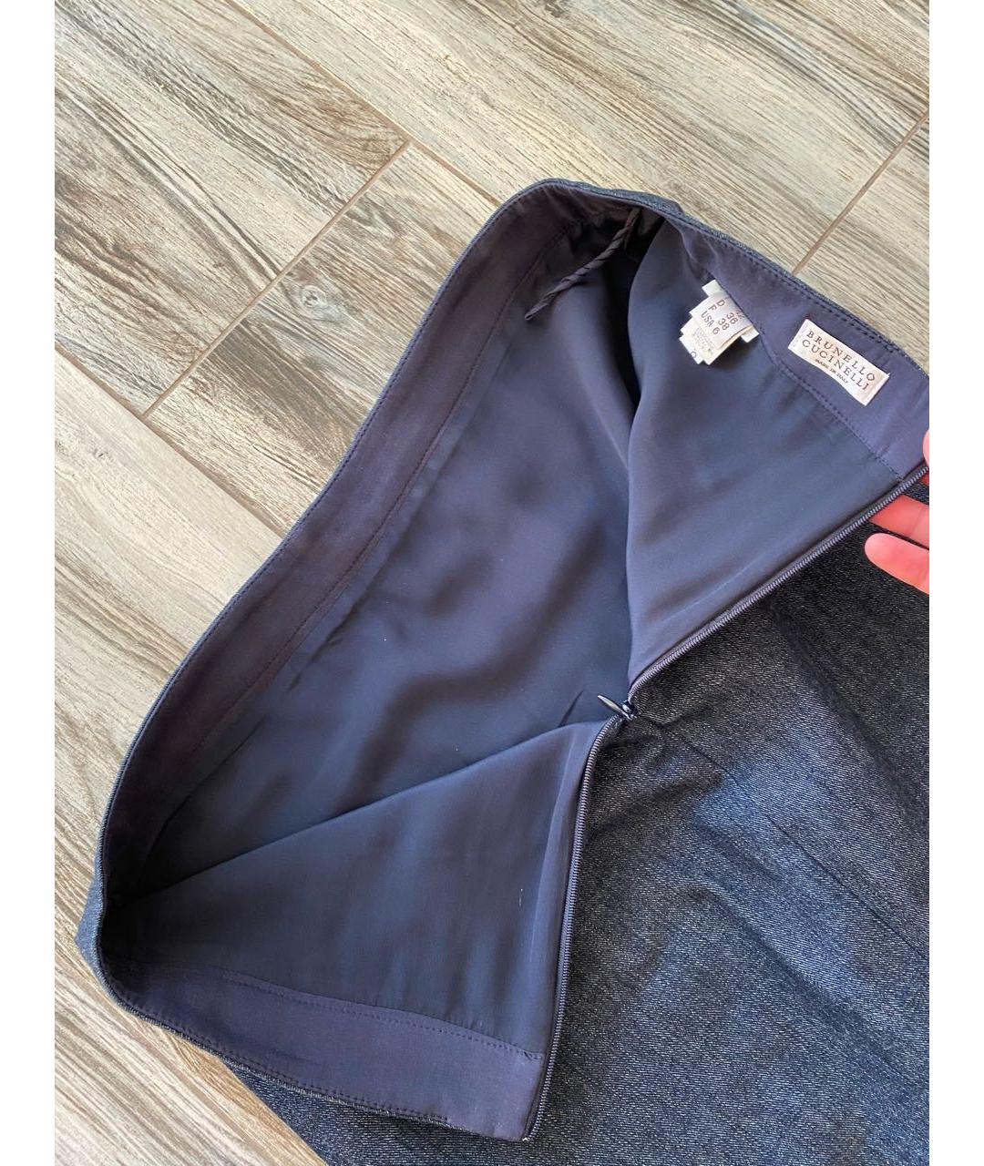 BRUNELLO CUCINELLI Темно-синяя юбка макси, фото 5
