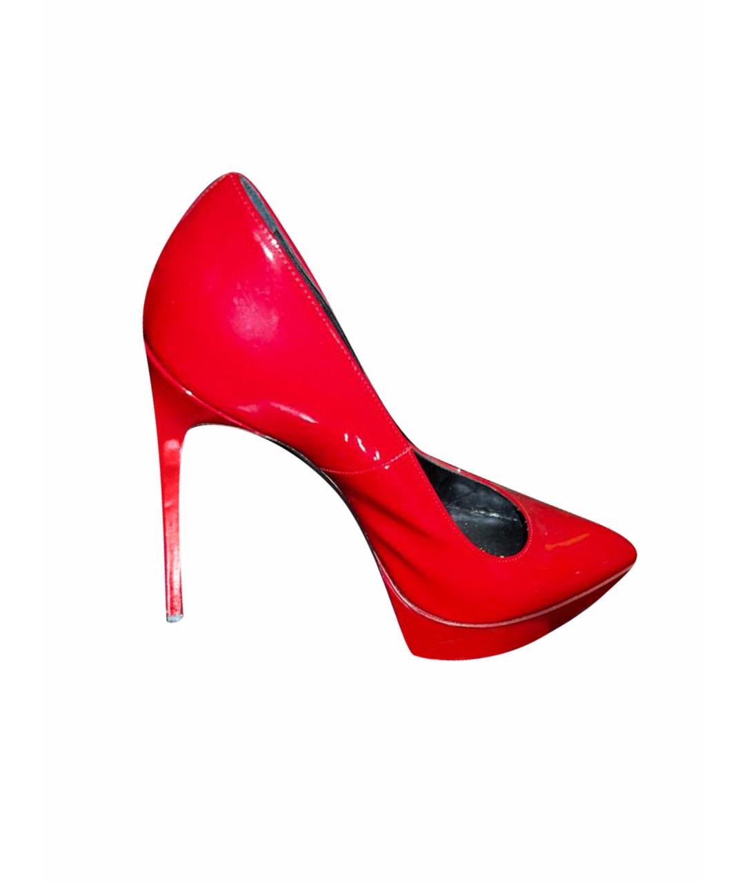 SAINT LAURENT Красные туфли из лакированной кожи, фото 1