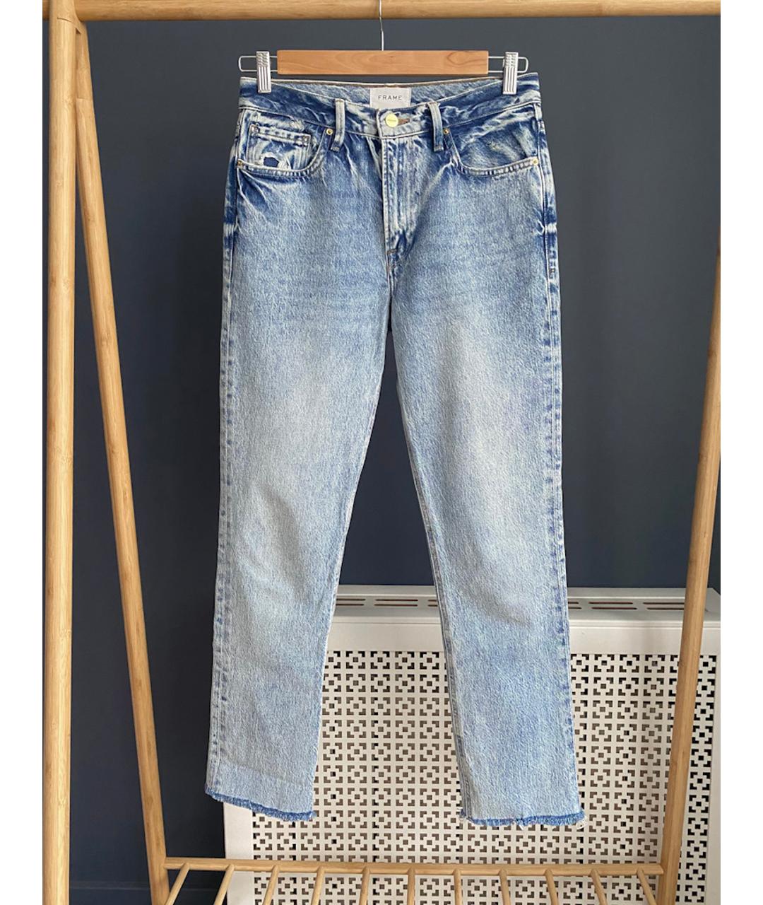 FRAME Синие хлопковые прямые джинсы, фото 4