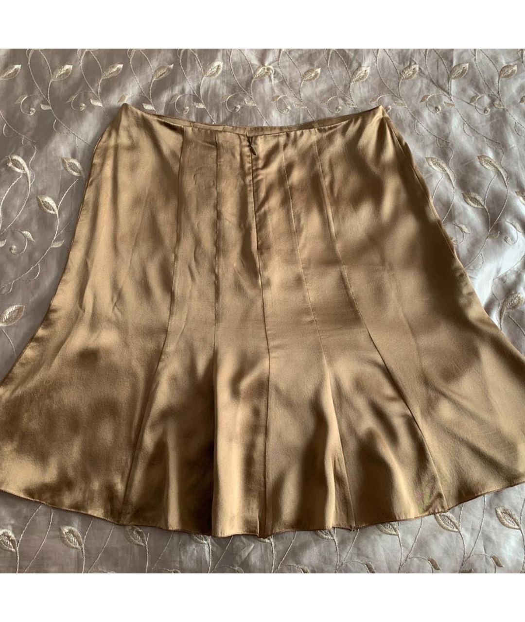 CHANEL PRE-OWNED Золотая шелковая юбка миди, фото 4