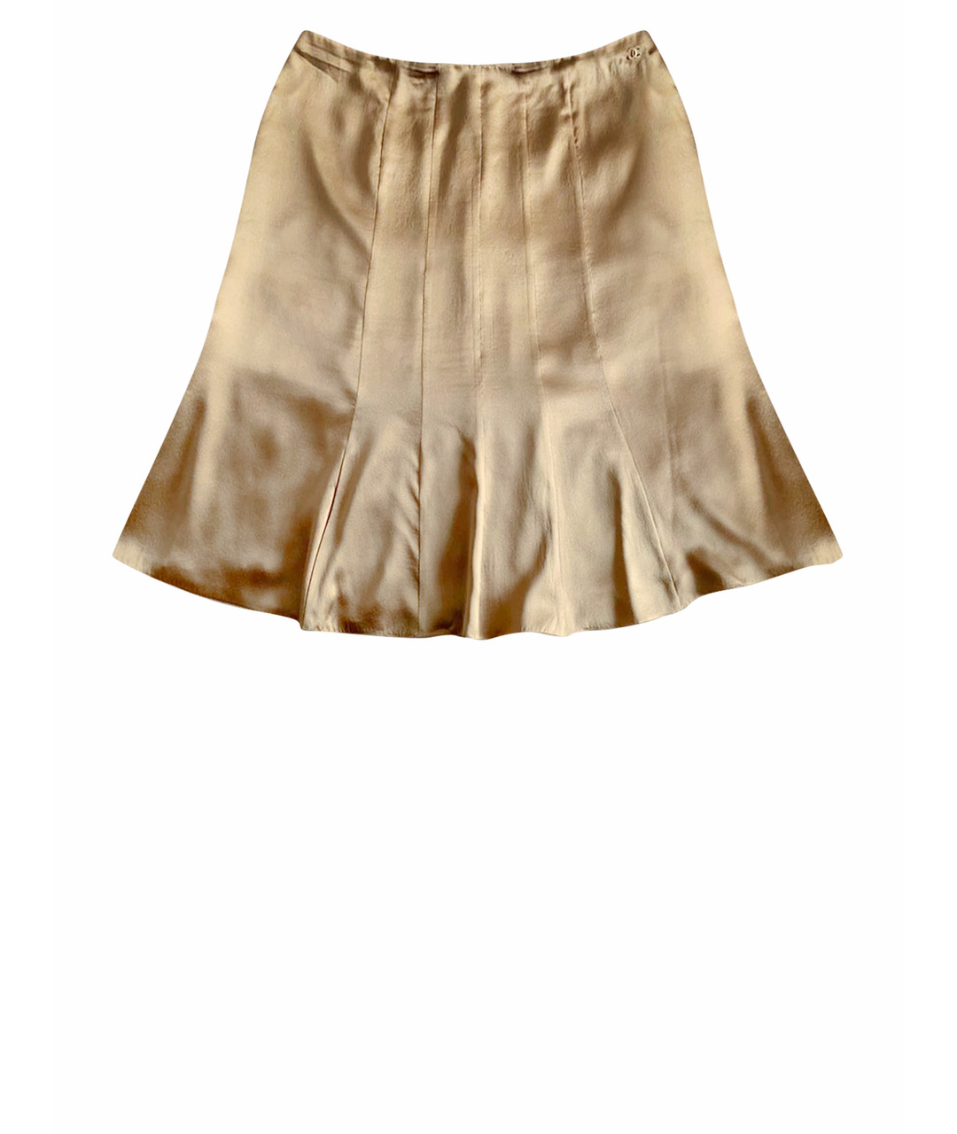 CHANEL PRE-OWNED Золотая шелковая юбка миди, фото 1