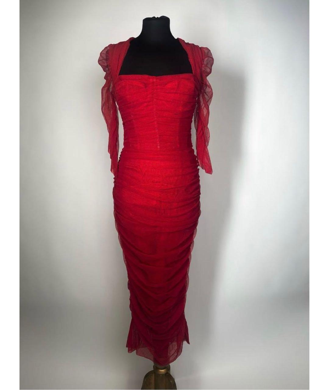 DOLCE&GABBANA Красное сетчатое коктейльное платье, фото 7