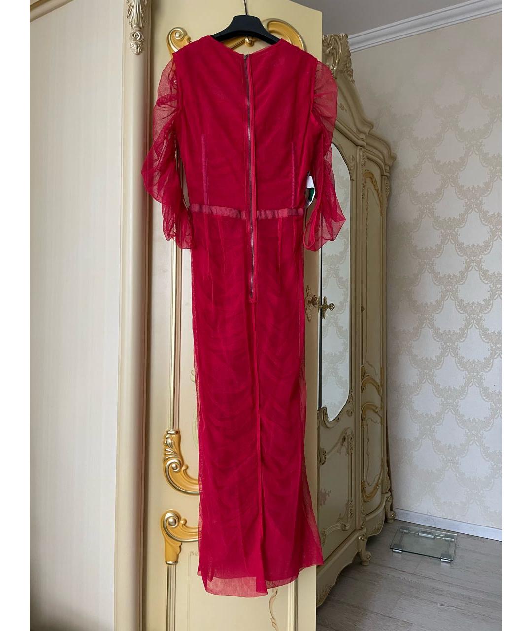DOLCE&GABBANA Красное сетчатое коктейльное платье, фото 4