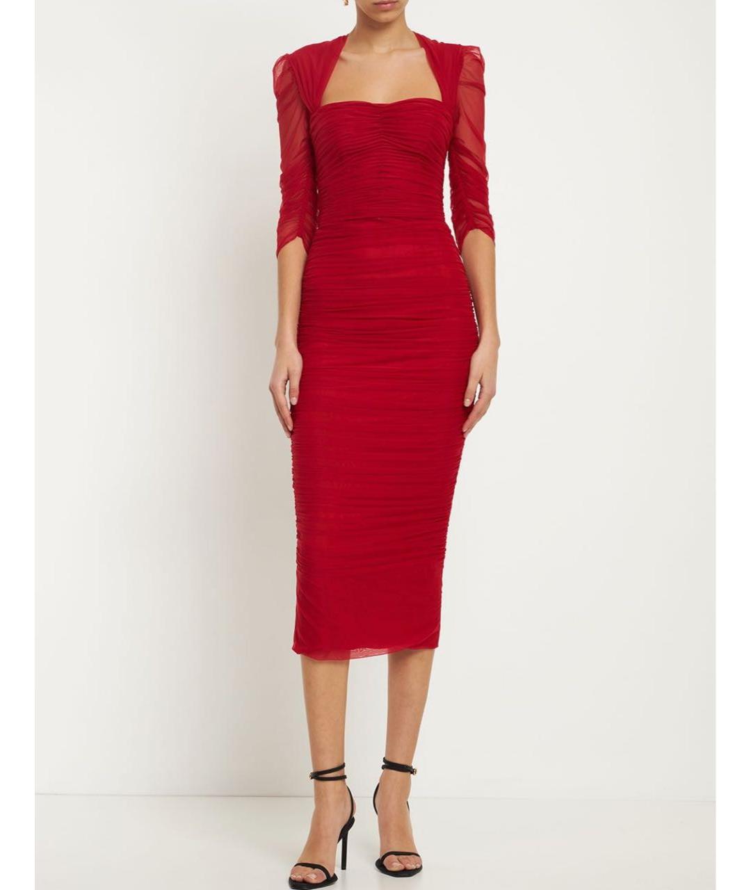 DOLCE&GABBANA Красное сетчатое коктейльное платье, фото 6