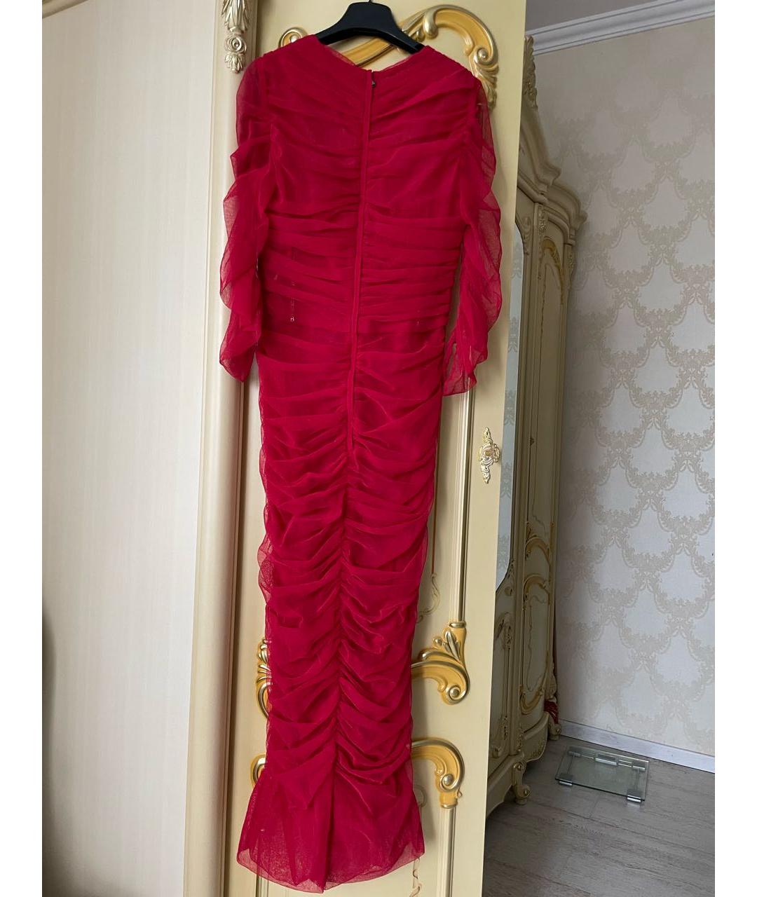 DOLCE&GABBANA Красное сетчатое коктейльное платье, фото 2
