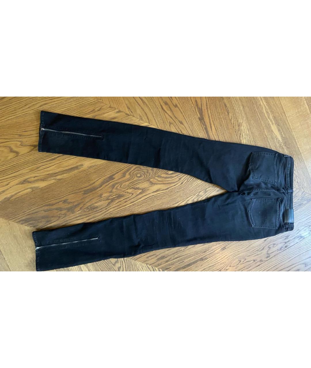 R13 Черные хлопко-эластановые прямые джинсы, фото 2