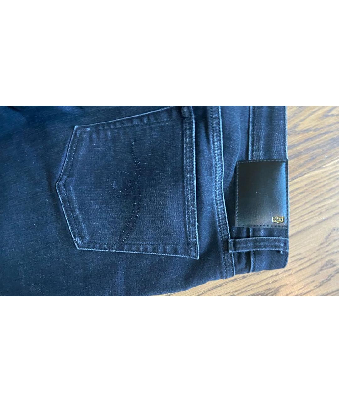 R13 Черные хлопко-эластановые прямые джинсы, фото 5