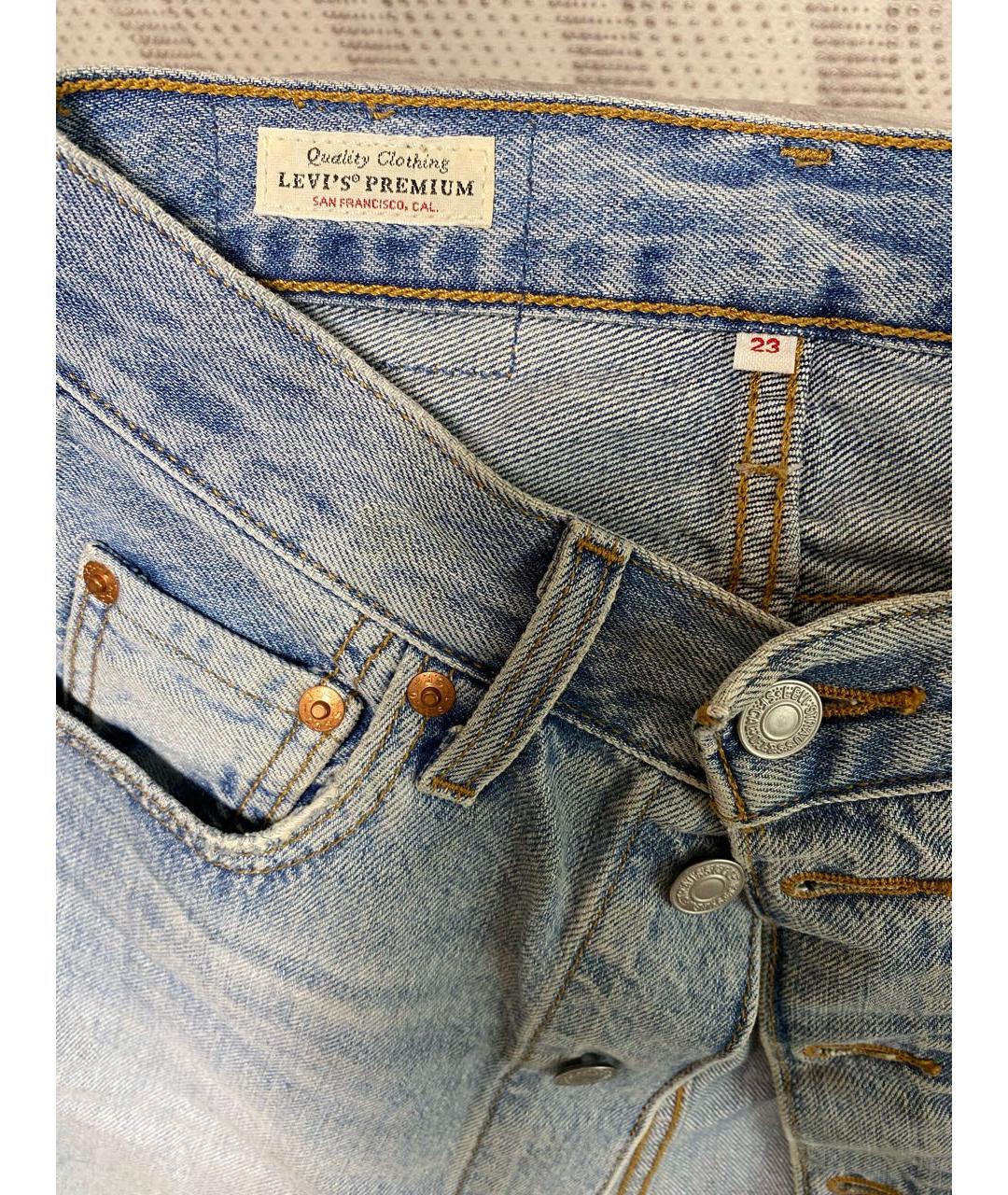 LEVI'S Голубая хлопковая юбка миди, фото 3