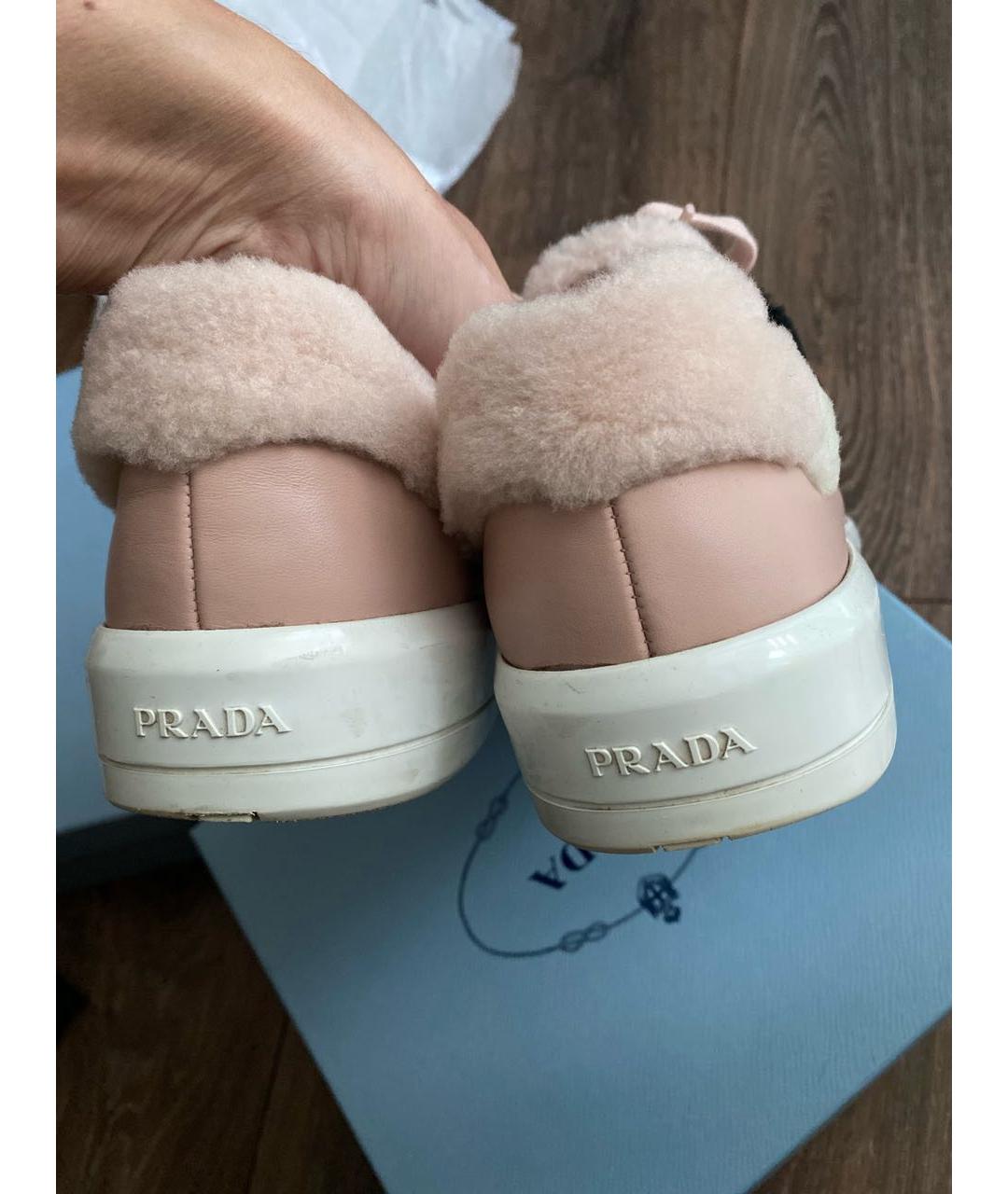 PRADA Розовые кожаные кеды, фото 4