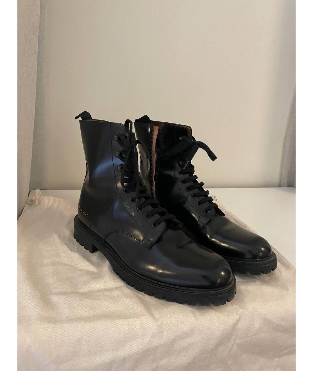 COMMON PROJECTS Черные высокие ботинки из лакированной кожи, фото 4