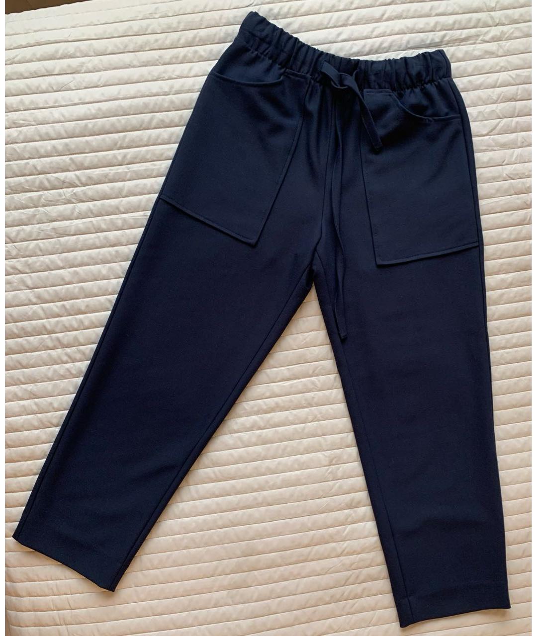 MAJE Темно-синие полиэстеровые прямые брюки, фото 9