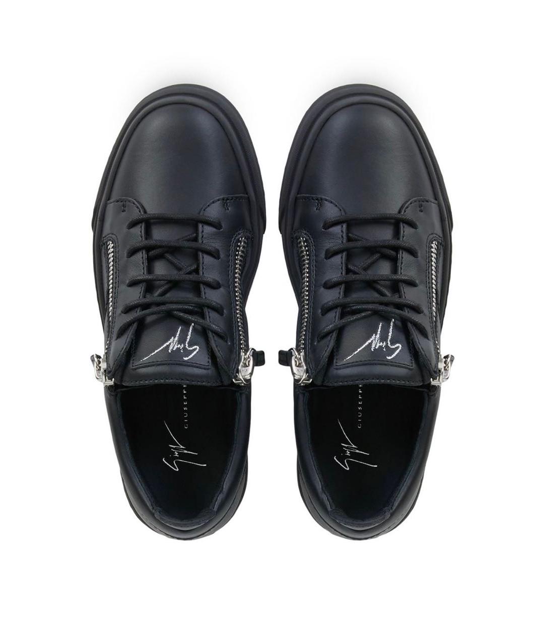 GIUSEPPE ZANOTTI DESIGN Черные кожаные кроссовки, фото 2