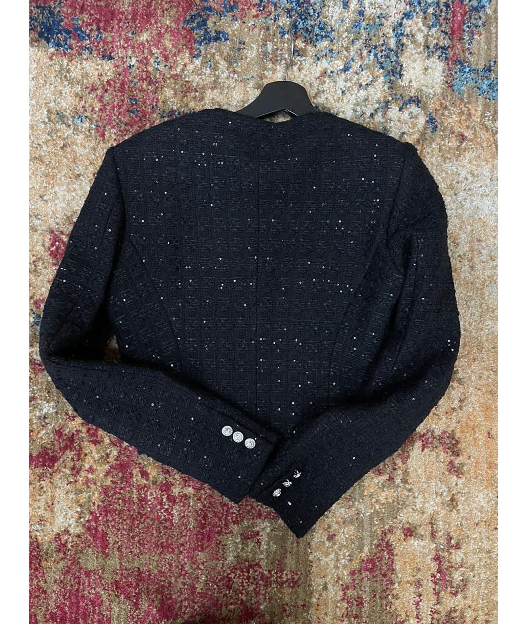ALESSANDRA RICH Черный твидовый жакет/пиджак, фото 3