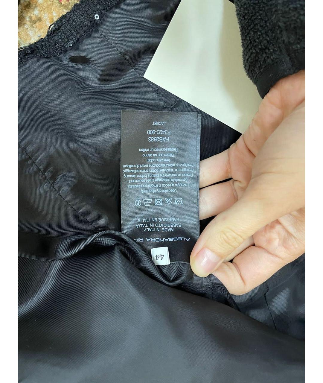 ALESSANDRA RICH Черный твидовый жакет/пиджак, фото 5