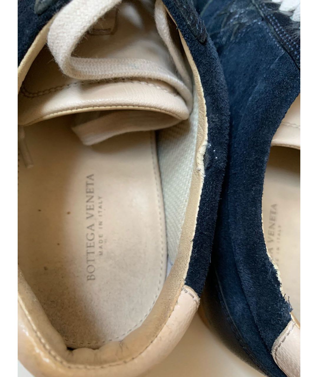 BOTTEGA VENETA Темно-синие кожаные кроссовки, фото 8