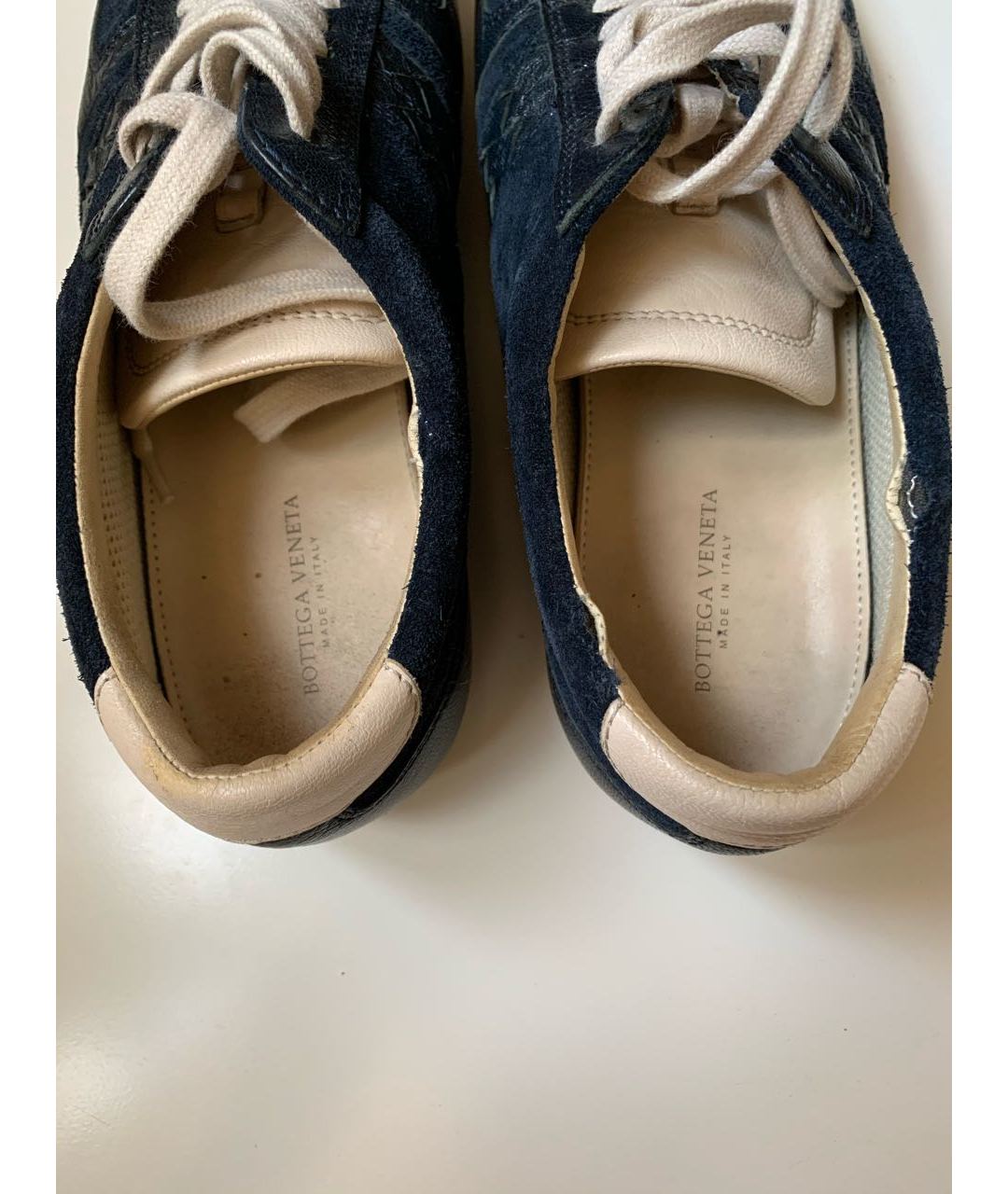 BOTTEGA VENETA Темно-синие кожаные кроссовки, фото 5